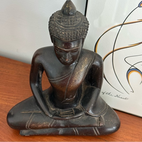 Vintage Wooden Buddha Hand Carved Statue - Picture 2 of 4